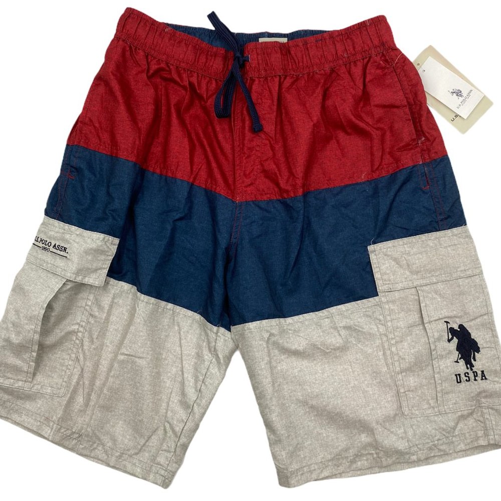 U.S Polo Assn,Heathered Color block Swim Shorts -Mens .
